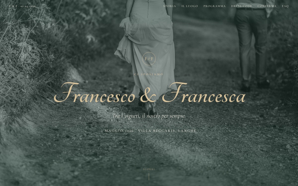 Anteprima del sito di nozze di Francesco e Francesca — Villa Beccaris, Langhe